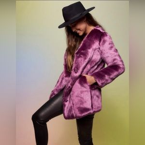 SpiritHoods Plush Faux Fur Teddy Jacket in Deep Purple